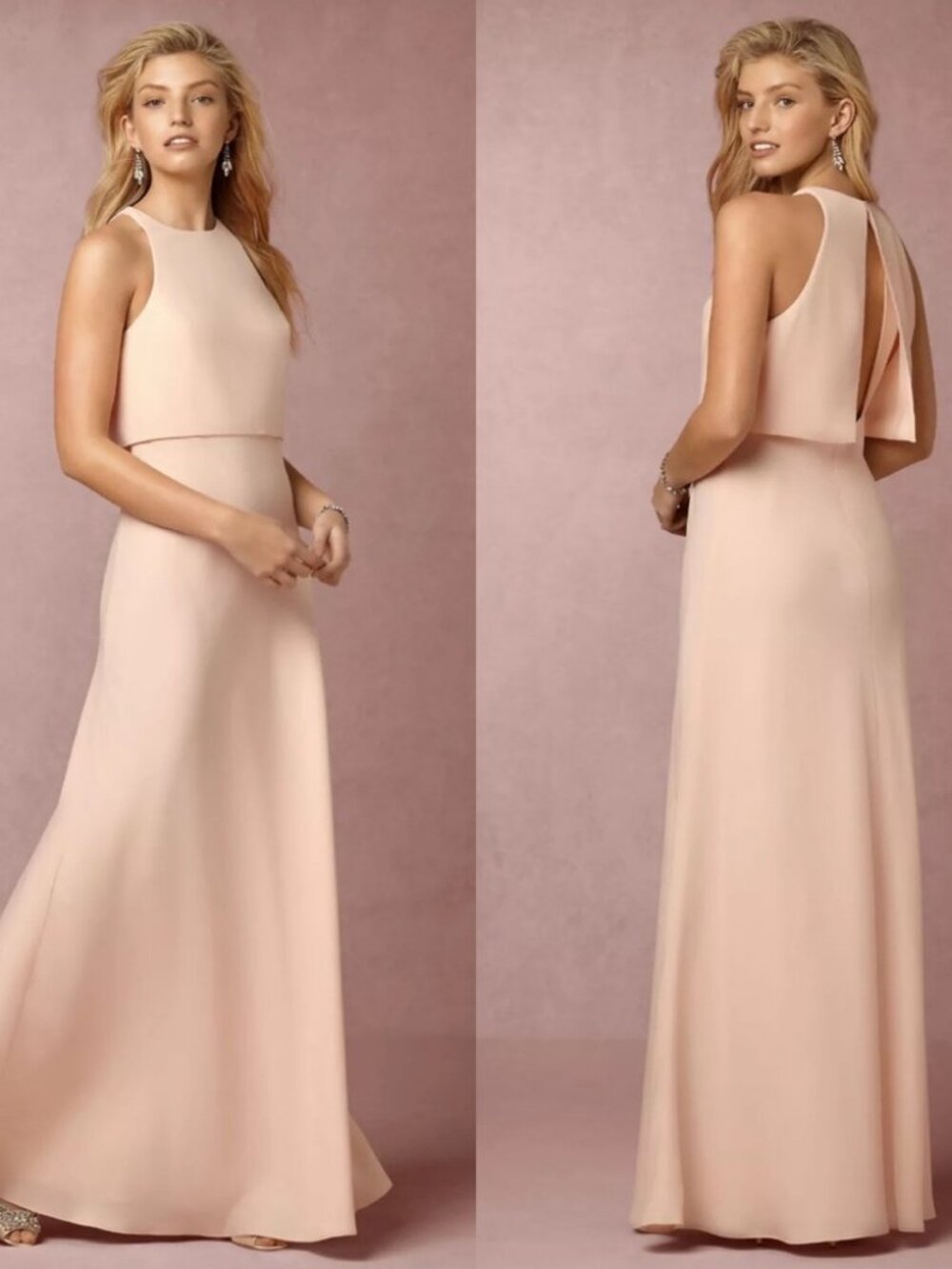 NWT Women Jill Stuart Pink (Item- 18) Sleeveless Iva Crepe Gown Maxi Dress 8